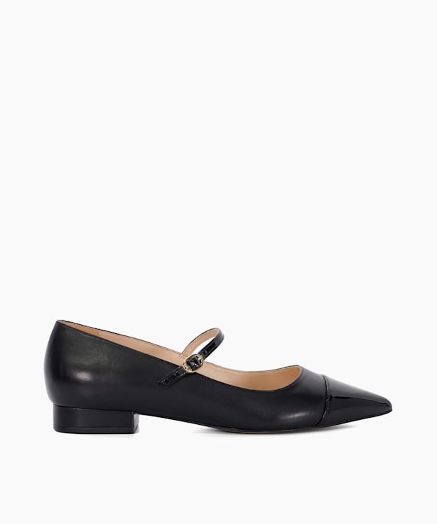 dune london Hastie - Black Toe Cap Pointed Mary Jane Flats