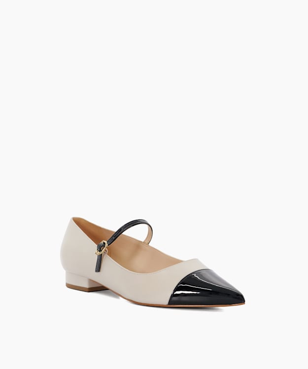 Dune London Hastie - Ecru Toe Cap Pointed Mary Jane Flats