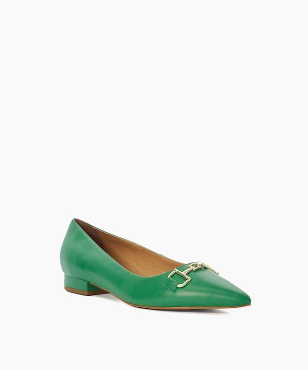 Dune London Haydenne - Green Snaffle-Trim Ballet Pumps