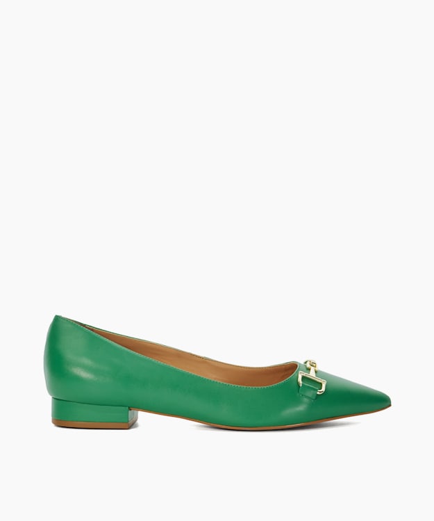 dune london Haydenne - Green Snaffle-Trim Ballet Pumps