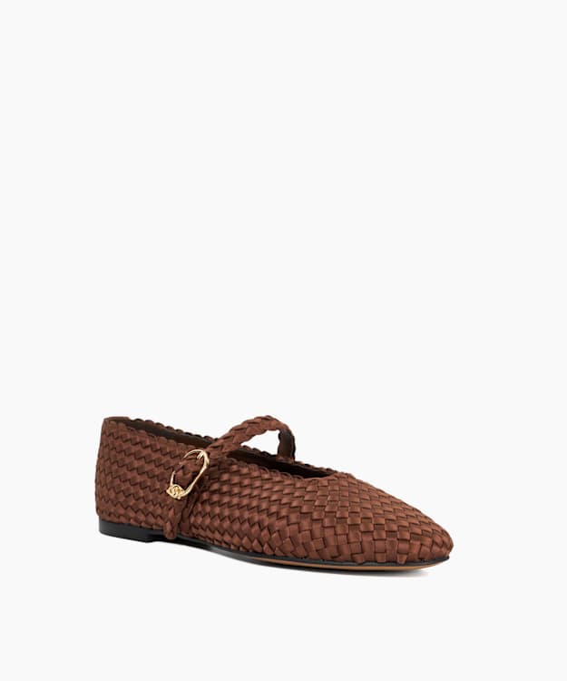 Dune London Headline - Brown Woven Mary Jane Ballet Flats