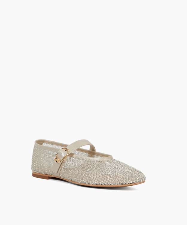 Dune London Headline - Gold Woven Mary Jane Ballet Flats