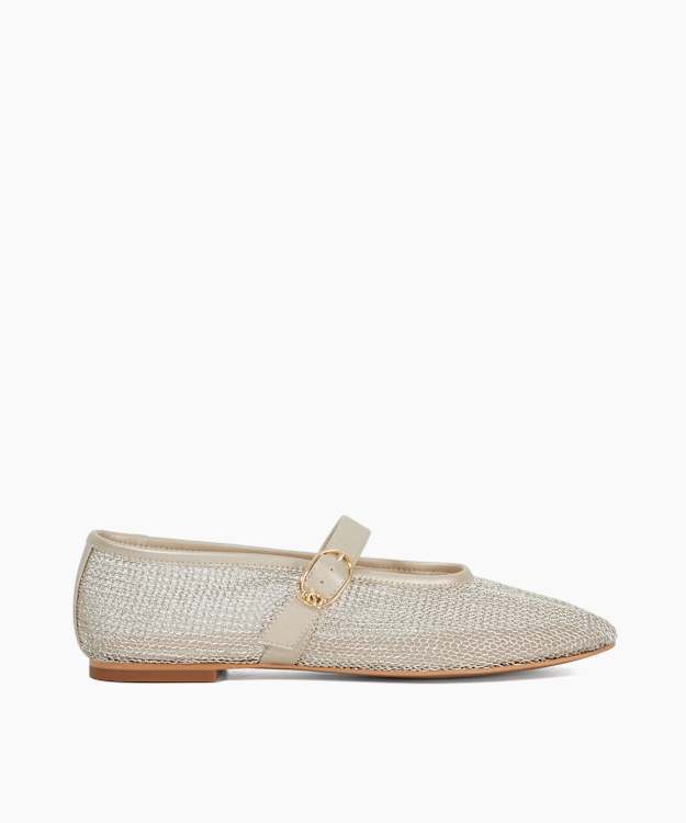 dune london Headline - Gold Woven Mary Jane Ballet Flats