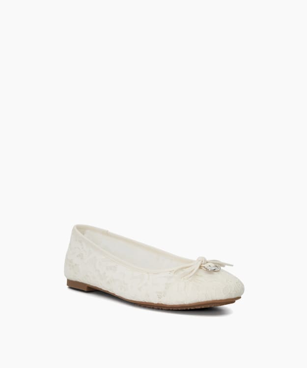 Dune London Heartstring - Ivory Lace Wedding Ballet Pumps