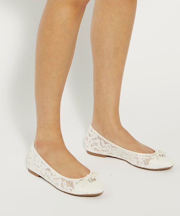 Dune London Heartstring - Ivory Lace Wedding Ballet Pumps