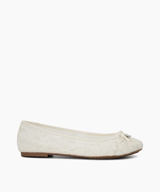 dune london Heartstring - Ivory Lace Wedding Ballet Pumps