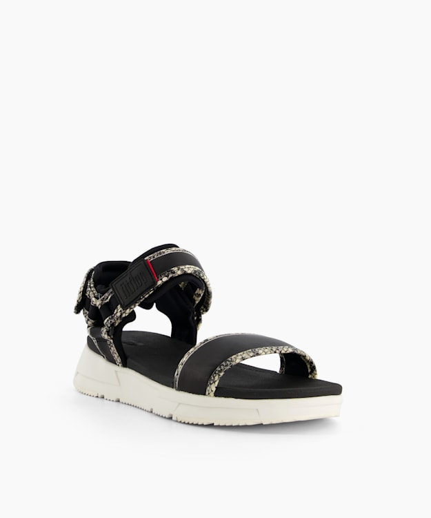 Dune London Heda - Black Double Strap Platform Sandals