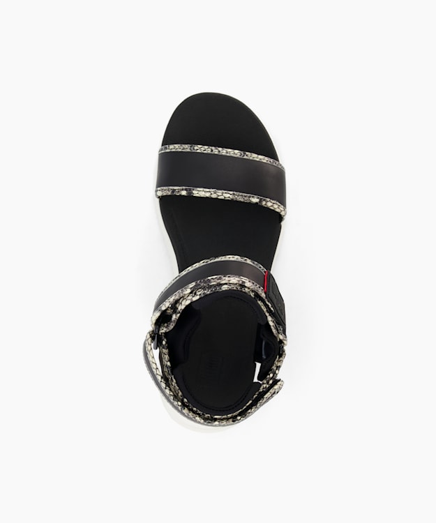 Dune London Heda - Black Double Strap Platform Sandals