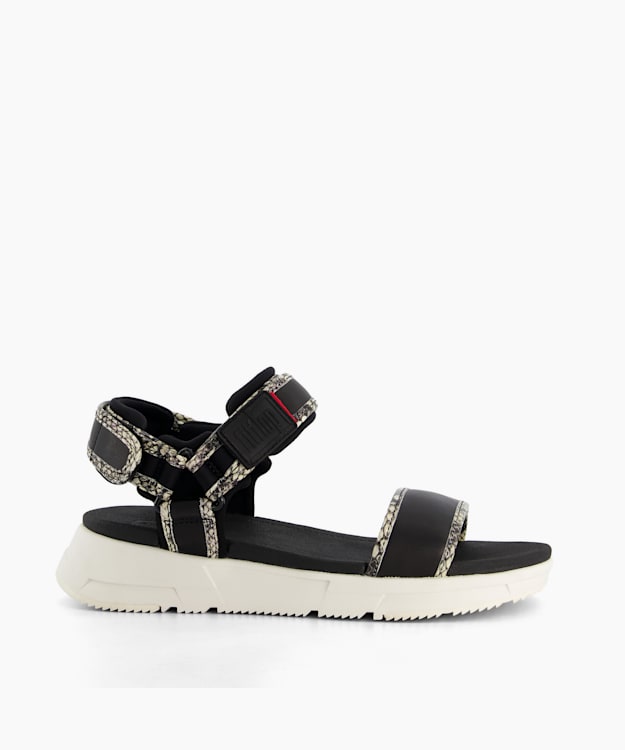 dune london Heda - Black Double Strap Platform Sandals