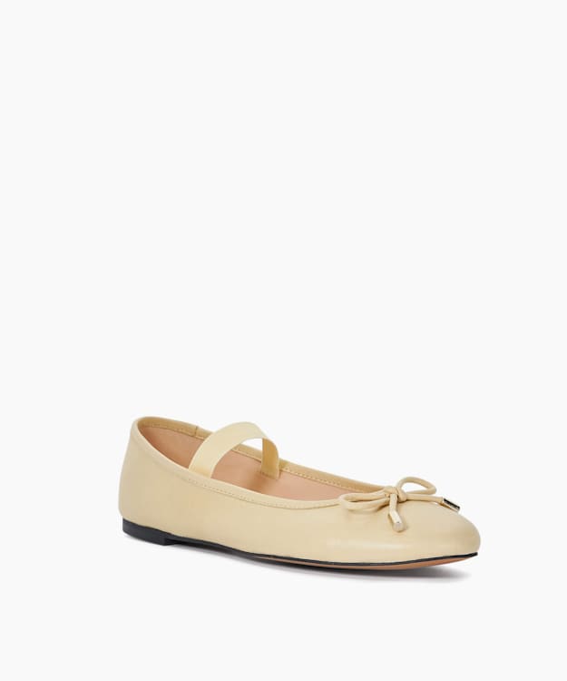 Dune London Helenas - Lemon Leather Ballet Flat With Elastic Strap