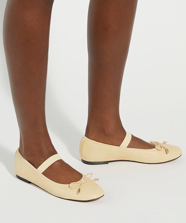 Dune London Helenas - Lemon Leather Ballet Flat With Elastic Strap