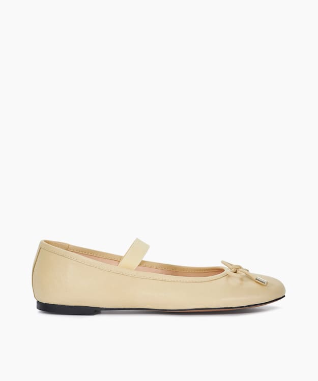 dune london Helenas - Lemon Leather Ballet Flat With Elastic Strap