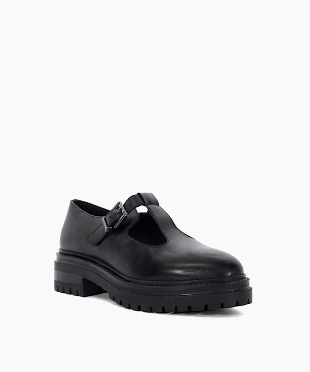 Dune London Henni - Black Chunky Cleated Sole Mary Jane Shoes
