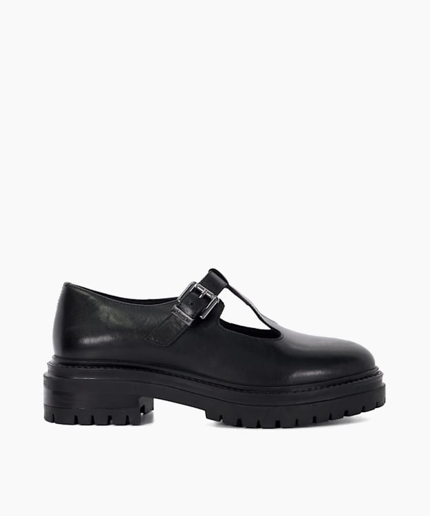 dune london Henni - Black Chunky Cleated Sole Mary Jane Shoes
