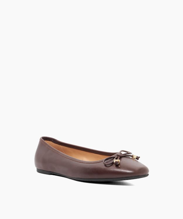 Dune London Hennie - Dark Brown Brown Leather Ballet Flats