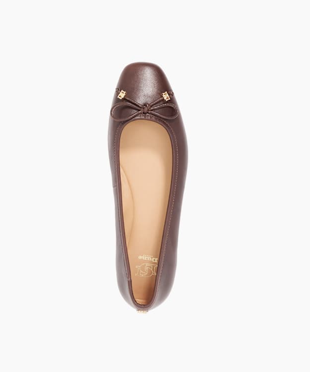 Dune London Hennie - Dark Brown Brown Leather Ballet Flats