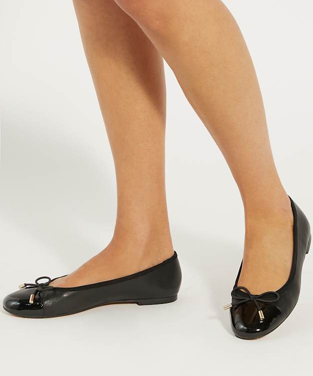 Dune London Highest - Black Wide Fit Round Toe Ballet Flats