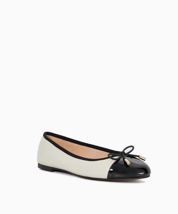 Dune London Highest - Cream Wide Fit Round Toe Ballet Flats