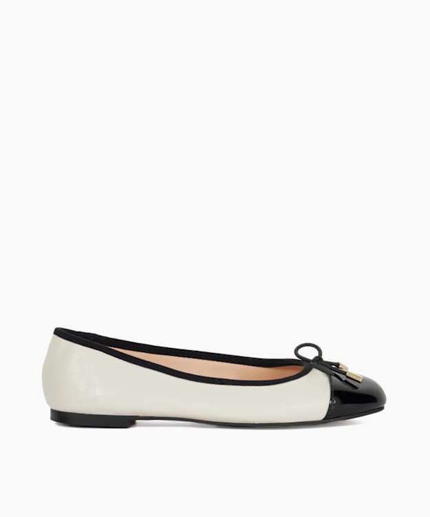 dune london Highest - Cream Wide Fit Round Toe Ballet Flats