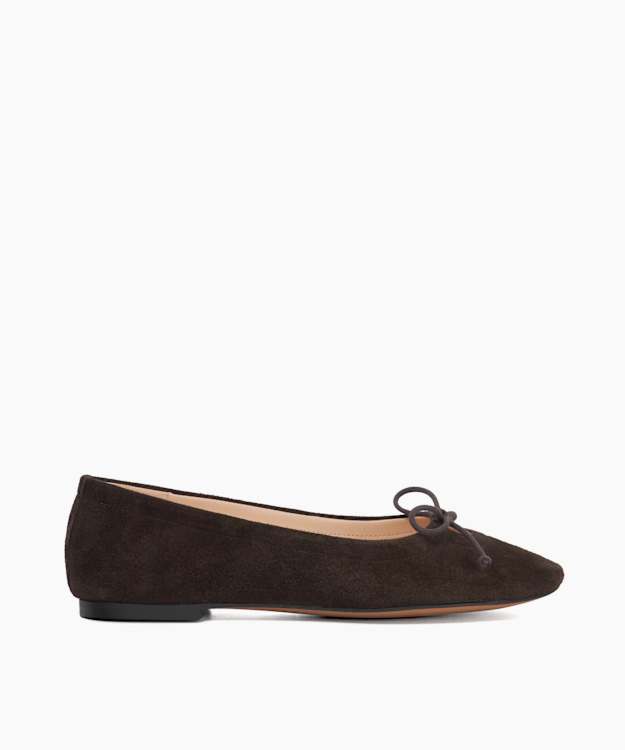 dune london Hilife - Brown Suede Cut Out Detail Ballet Flats