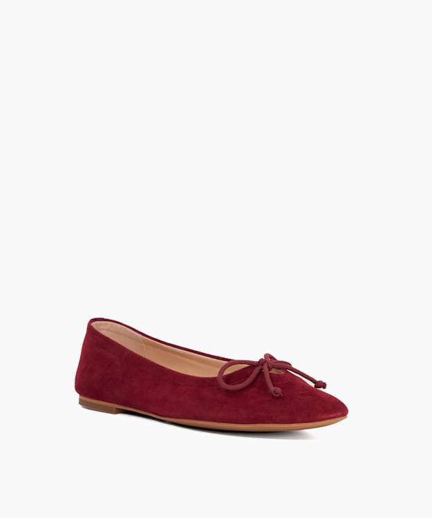 Dune London Hilife - Burgundy Suede Cut Out Detail Ballet Flats