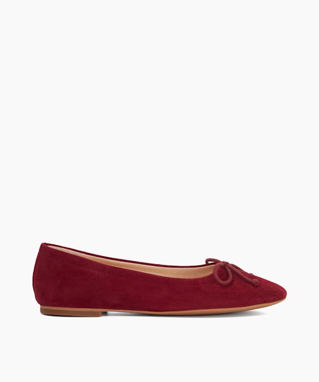 dune london Hilife - Burgundy Suede Cut Out Detail Ballet Flats