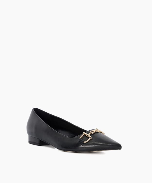 Dune London Hillingdon - Black Snaffle Trim Pointed Flats