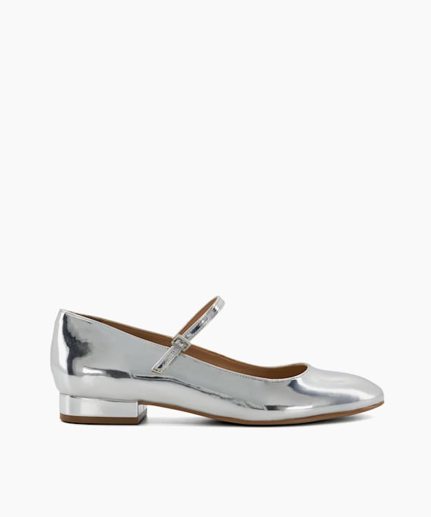 dune london Hipplie - Silver Metallic Mary-Jane Shoes