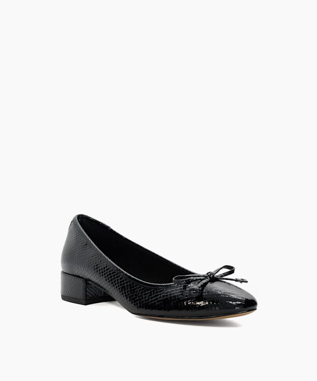 Dune London Hollies - Black Low Block Heel Ballet Flats