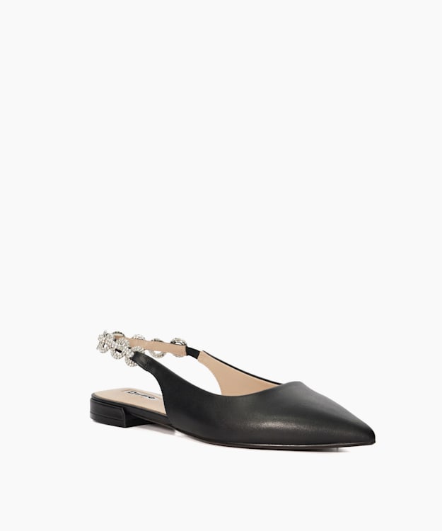Dune London Hollywood - Black Crystal Embellished Slingbacks