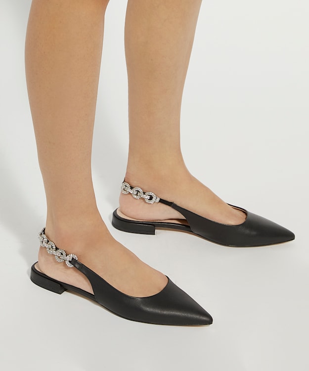 Dune London Hollywood - Black Crystal Embellished Slingbacks