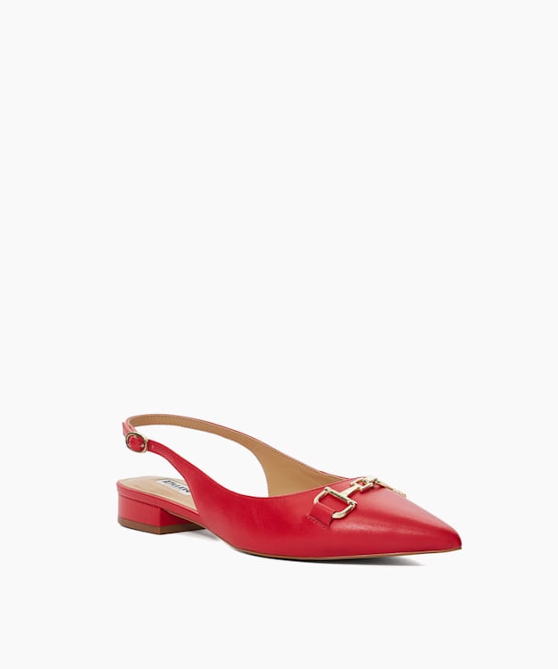 Dune London Hopeful - Red Branded-Snaffle-Trim Ballet Shoes