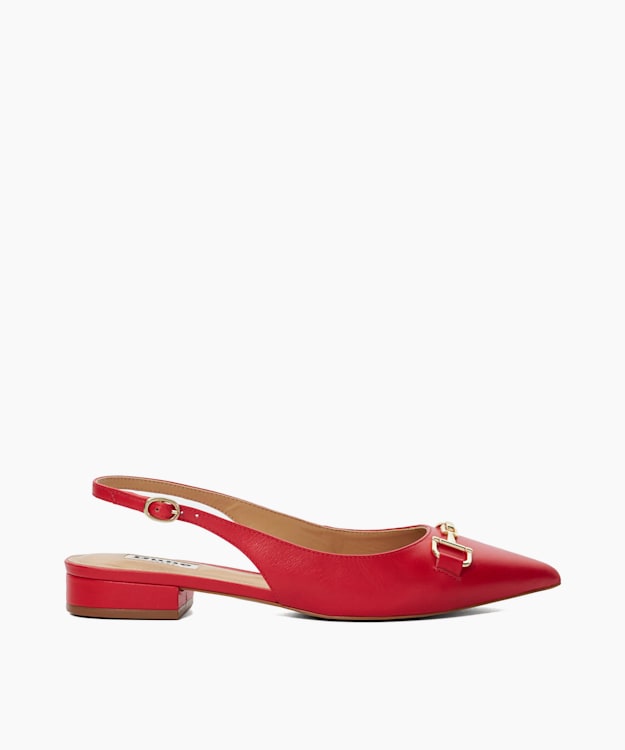 dune london Hopeful - Red Branded-Snaffle-Trim Ballet Shoes