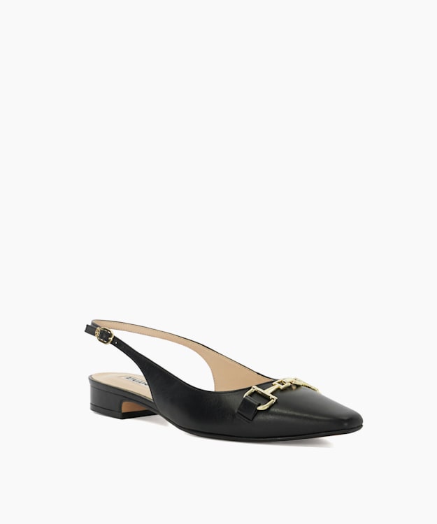 Dune London Hopewell - Black Branded Snaffle Trim Slingback Flats
