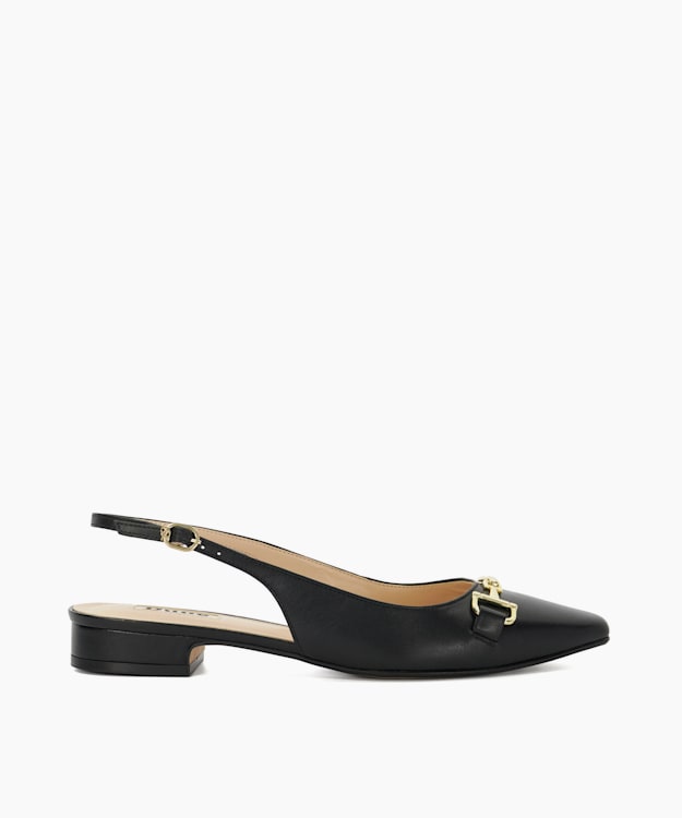 dune london Hopewell - Black Branded Snaffle Trim Slingback Flats