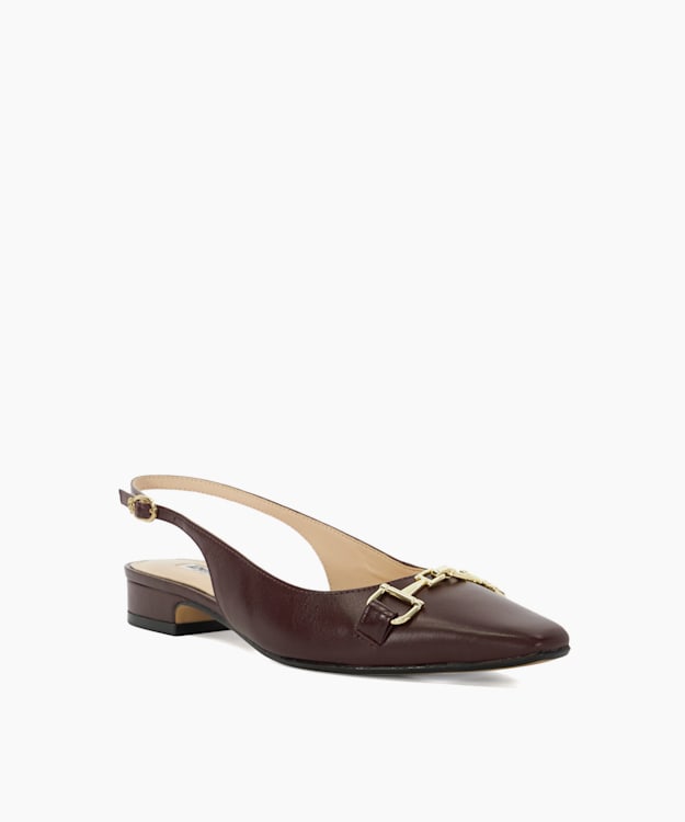 Dune London Hopewell - Dark Red Branded Snaffle Trim Slingback Flats