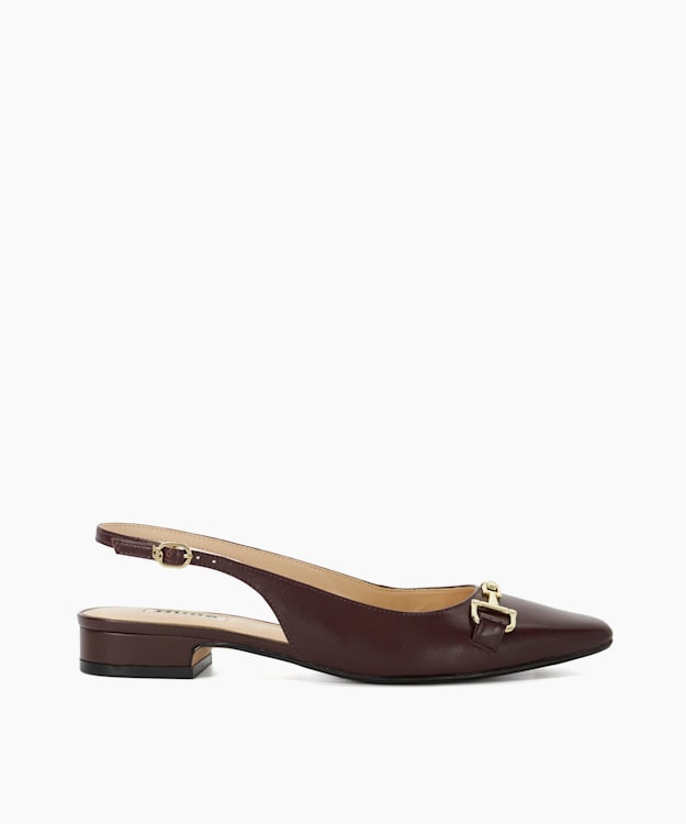 dune london Hopewell - Dark Red Branded Snaffle Trim Slingback Flats
