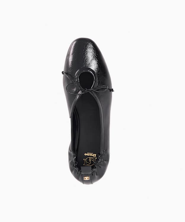 Dune London How - Black Cut Out Bow Detail Ruched Ballet Flats