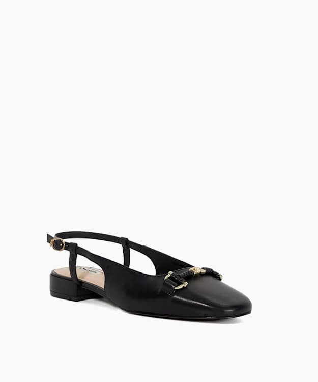 Dune London Hype - Black Sling Back Snaffle Trim Flats