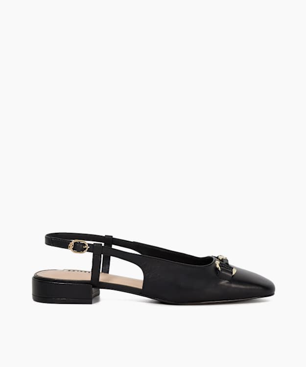 dune london Hype - Black Sling Back Snaffle Trim Flats