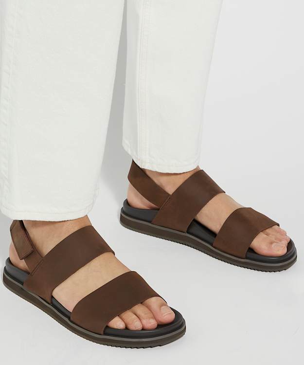 Dune London Idealistic - Brown Utilitarian Strap Leather Sandals