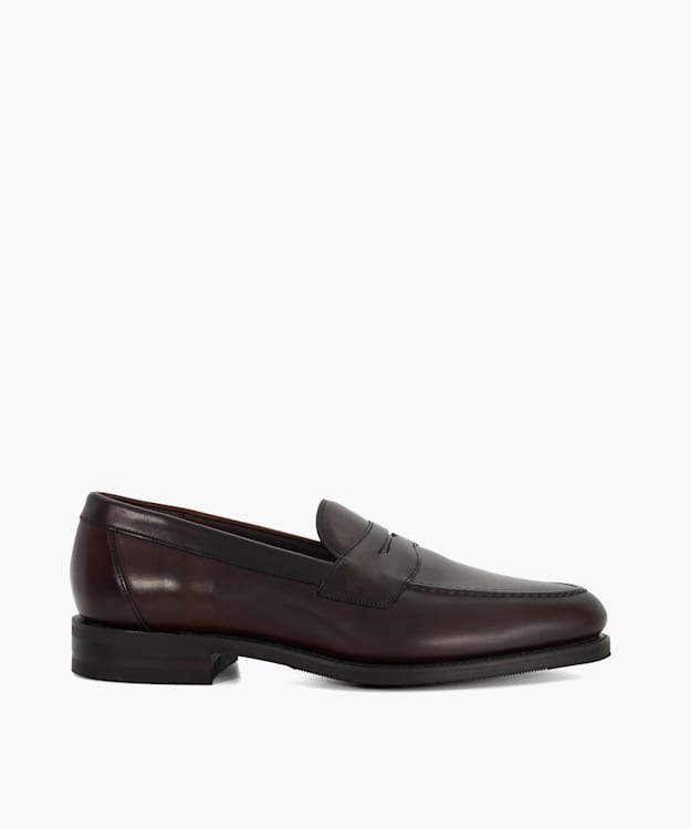 dune london Imperial - Dark Brown Loake Leather Slip On Penny Loafer