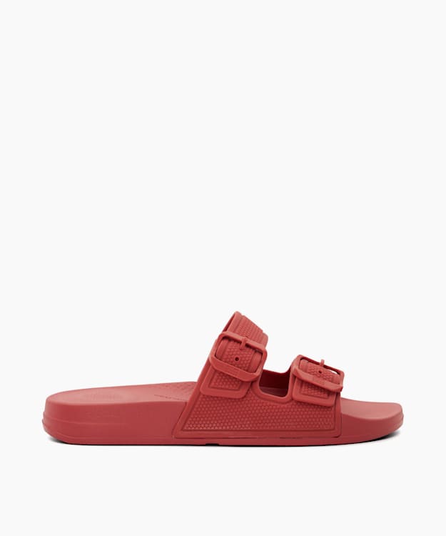 dune london Iqushion Strap - Red Double Buckle Strap Sliders