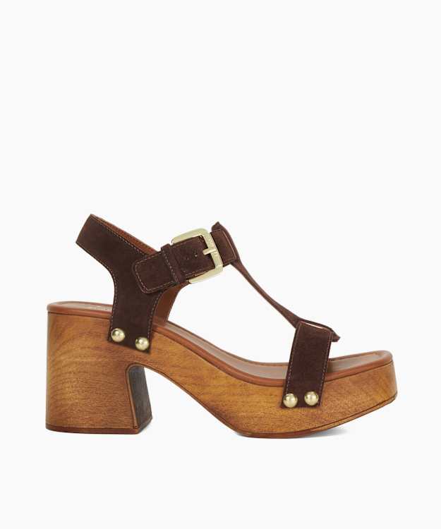 dune london Jaynie - Brown Strappy Block Heel Sandals