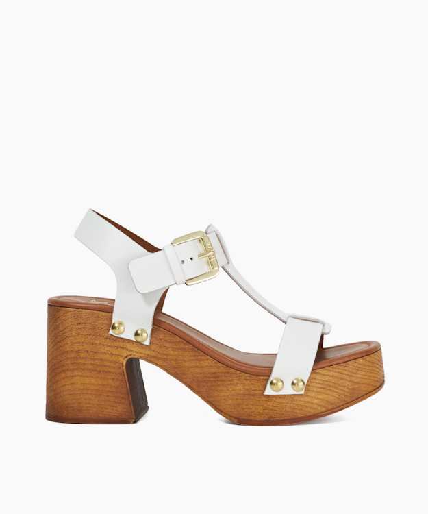 dune london Jaynie - White Strappy Block Heel Sandals