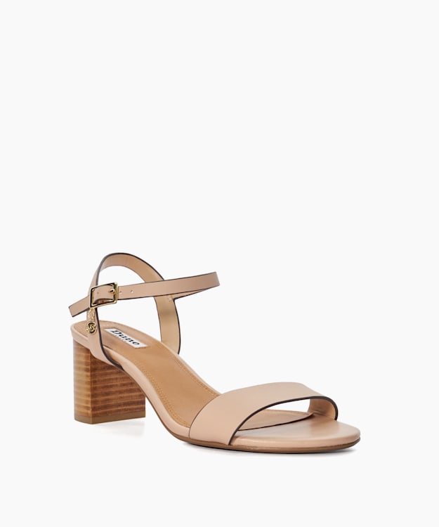 Dune London Jelly - Blush Wide Fit Leather Block Heeled Sandals