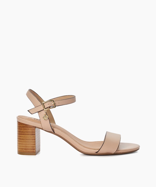 dune london Jelly - Blush Wide Fit Leather Block Heeled Sandals