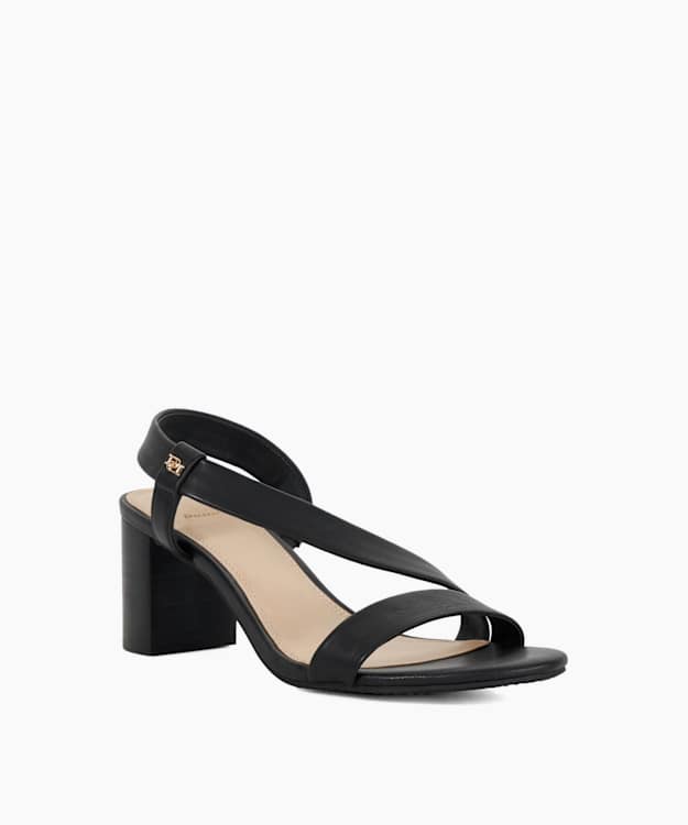Dune London Jestered - Black Open Toe Crossover Strap Sandals