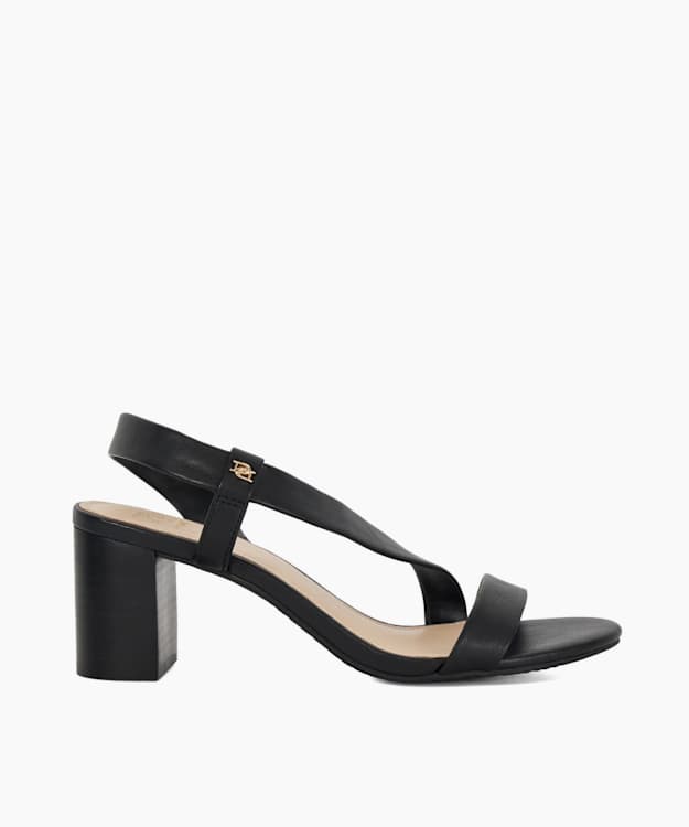 dune london Jestered - Black Open Toe Crossover Strap Sandals
