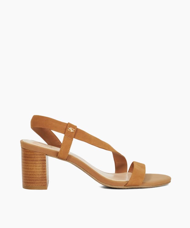 dune london Jestered - Tan Open Toe Crossover Strap Sandals